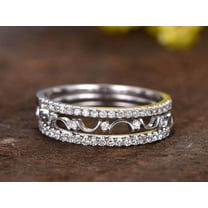 1.50 Carat 3 Wedding Ring Set Anniversary Band Stackable Ring Set With 18K White Gold Plating, Promise Ring, Anniversary Ring