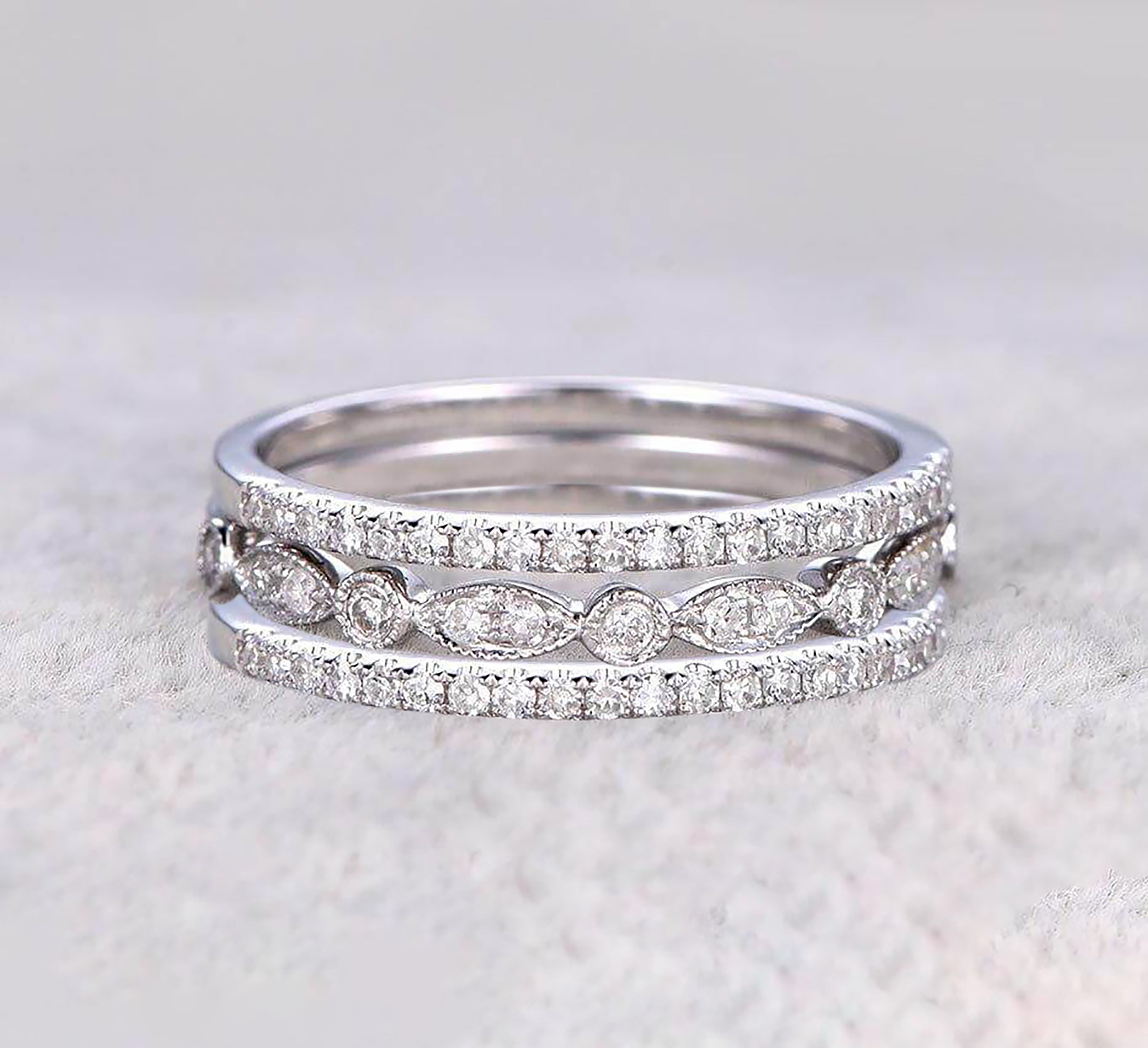 1 50 Carat 3 Wedding Ring set Wedding Band Stackable Ring set Anniversary Ring Trio Ring 925 Sterling Silver With 18k White Gold Plating df897ea8 7ee7 4080 9d30 083e6db7199f.539f249e920c5a8ee0aea43bb1b75dab