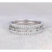 JEENJEWELS 1.50 Carat 3 Wedding Ring set Wedding Band Stackable Ring set Anniversary Ring Trio Ring 925 Sterling Silver With 18k White Gold Plating