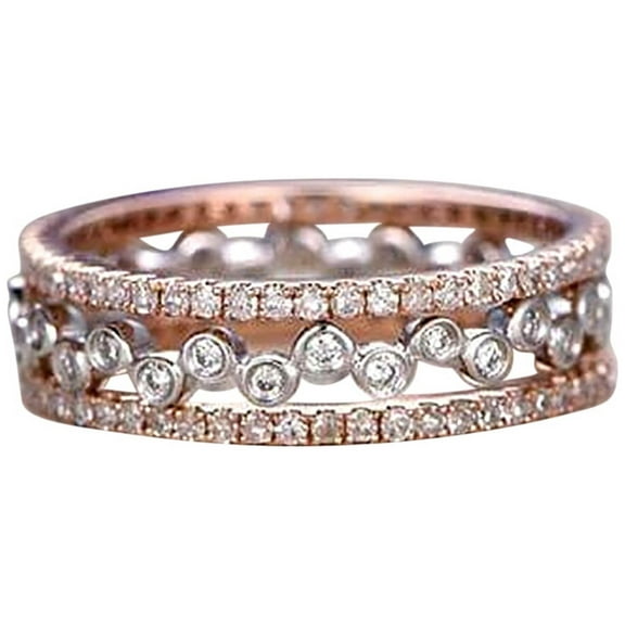 1.50 Carat 3 wedding Band Ring set Wedding Band Stackable Ring set Sterling Silver 18k Gold Plating