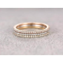 1.50 Carat 3 wedding Ring set Straight Wedding Band Stackable Ring set with 18k Gold Plating