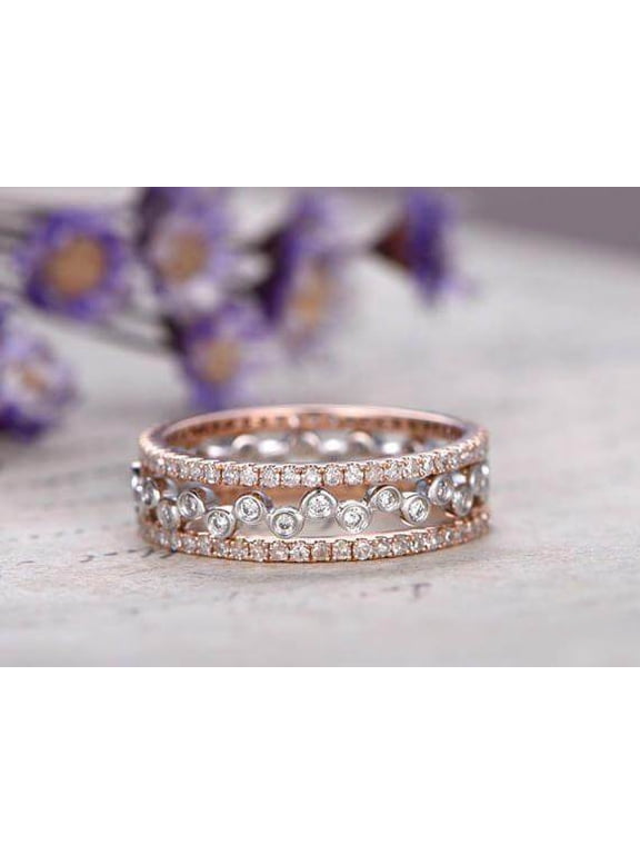 1.50 Carat 3 wedding Ring set Wedding Band Stackable Ring set with 18k Gold Plating