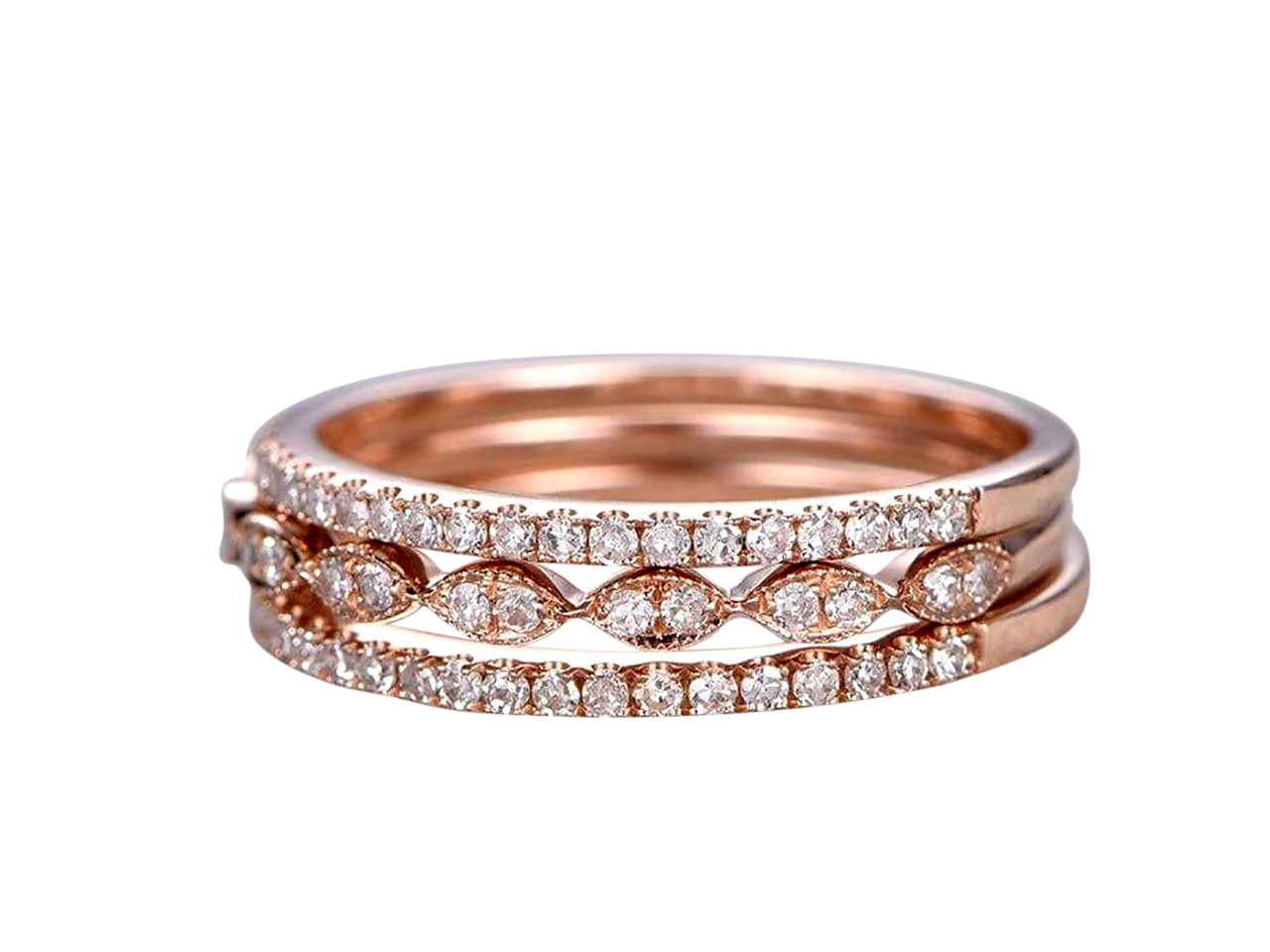 1.50 Carat 3 wedding Ring sets Wedding Band man made diamond moissanite ...