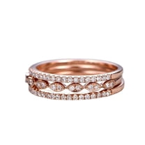 1.50 Carat 3 wedding Ring sets Wedding Band man made diamond moissanite Stackable Ring sets with 18k Gold Plating