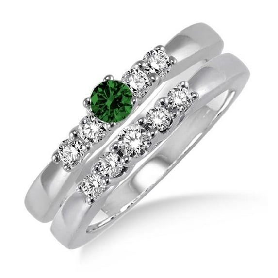 1.50 Carat 6mm Round Cut Moissanite Diamond Engagement Ring Elegant 5 stone Bridal Set on 10k White Gold