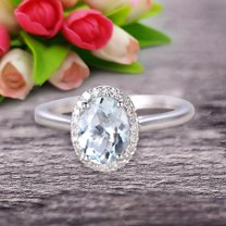 1.50 Carat 8x6mm Oval Cut Aquamarine Engagement Ring Wedding Anniversary Gift On 10k White Gold
