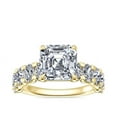 thumbnail image 1 of 1.50 Carat Brilliant Asscher Cut Real Diamond Elegant Solitaire with Accents Wedding Ring for Women Solid 14K Yellow Gold Size 10, 1 of 8