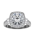 thumbnail image 1 of 1.50 Carat Brilliant Cushion Cut Real Diamond Elegant Solitaire with Accents Wedding Ring for Women Solid 14K White Gold Size 10, 1 of 8