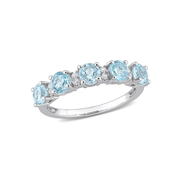1.50 Carat (Ctw) Blue Topaz Five Stone Band Ring in Sterling Silver