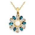 thumbnail image 1 of 1.50 Carat (Ctw) London Blue Topaz Flower Pearl Pendant Necklace in 14K Yellow Gold with Chain, 1 of 4