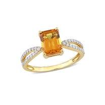 1.50 Carat (Ctw) Madeira Citrine Ring in 14K Yellow Gold with Diamonds for Women