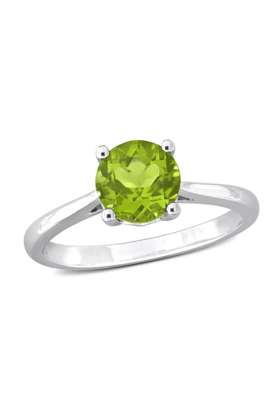 Gem & Harmony 1.50 Carat (Ctw) Peridot Solitaire Ring in Sterling Silver for Women