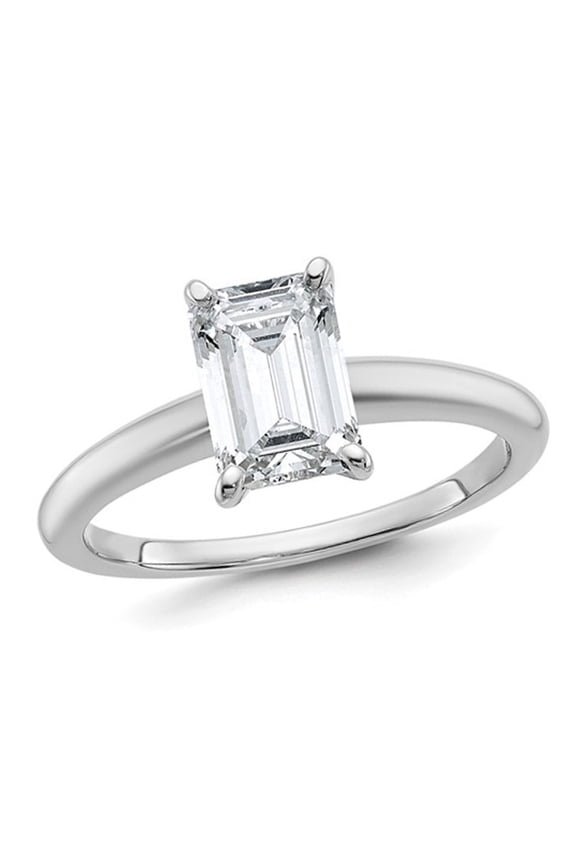 1.50 Carat (Ctw VS2, G-H) Emerald-Cut Certified Lab-Grown Diamond Solitaire Engagement Ring in 14K White Gold for Women