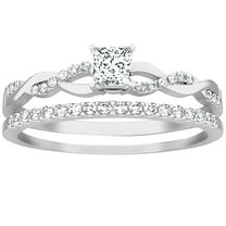 1.50 Carat Diamond Moissanite Wedding Set Engagement Ring Sterling Silver with 18k Gold Plating