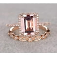 thumbnail image 1 of 1.50 Carat Emerald Cut Morganite Bridal Set With Moissasnite Diamonds Perfect Halo Bridal Set On Sale With 18K Rose Gold Plating, 1 of 2