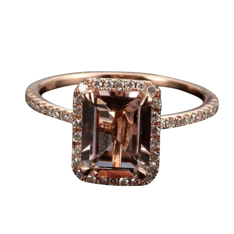 Carat Emerald Cut Real Morganite and Man made diamond