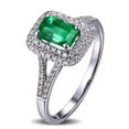 thumbnail image 1 of 1.50 Carat Emerald and Diamond Engagement Ring in White Gold, 1 of 4