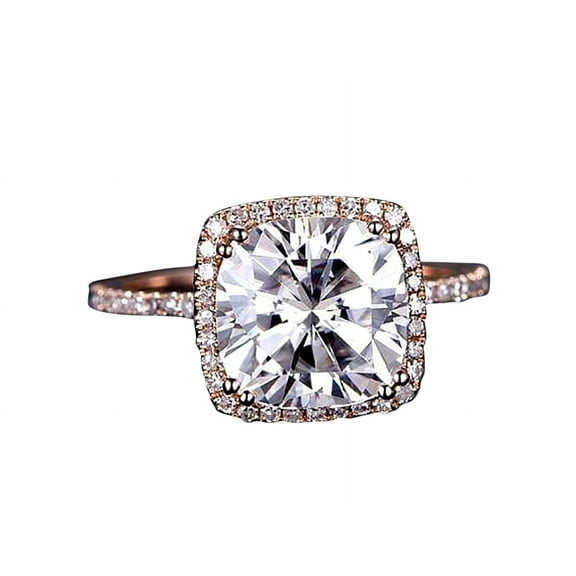 1.50 Carat Halo Moissanite and Diamond Wedding Ring in 10k Rose Gold