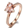 thumbnail image 1 of 1.50 Carat Heart Shape Morganite And Diamond Moissanite Engagement Ring In 10K Rose Gold, Gift For Her, Promise Ring, Anniversary Ring, 1 of 4