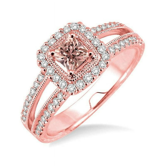 1.50 Carat Morganite And Diamond Moissanite Engagement Ring For Women In 14K Rose Gold Affordable Wedding Ring