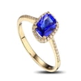 thumbnail image 1 of 1.50 Carat Oval cut Blue Sapphire and Diamond Halo Engagement Ring in Yellow Gold, 1 of 4