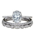 thumbnail image 1 of 1.50 Carat Oval cut Moissanite & Diamond Trio Wedding Set 10k White Gold, 1 of 5