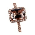thumbnail image 1 of 1.50 Carat Peach Pink Real Morganite (emerald cut Real Morganite) Diamond Halo Engagement Ring Sterling Silver with 18k Gold Plating, 1 of 5