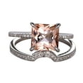 thumbnail image 1 of 1.50 Carat Peach Pink Real Morganite (princess cut Real Morganite) Moissanite Engagement Ring Wedding Bridal Set with 18k Gold Plating, 1 of 4