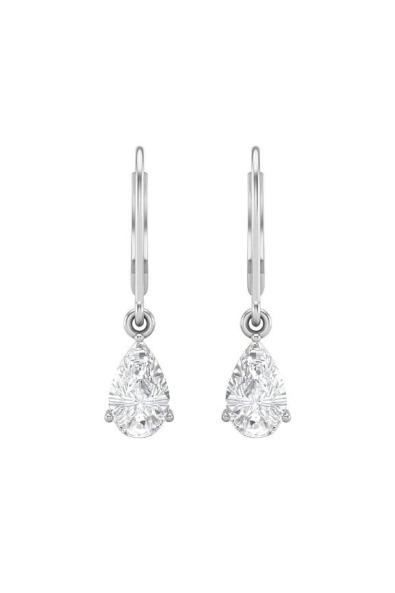 1.50 Carat Pear Moissanite Diamond E Color VS1 Clarity Brilliant Cut 925 Sterling Silver Teardrop Women's Dangle Earrings