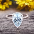 thumbnail image 1 of 1.50 Carat Pear shaped Aquamarine Engagement Ring 10k White Gold Halo setting, 1 of 6