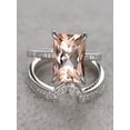 thumbnail image 1 of 1.50 Carat Princess Cut Peach Pink Morganite Diamond Engagement Ring Wedding Bridal Set In 10K White Gold, 1 of 2
