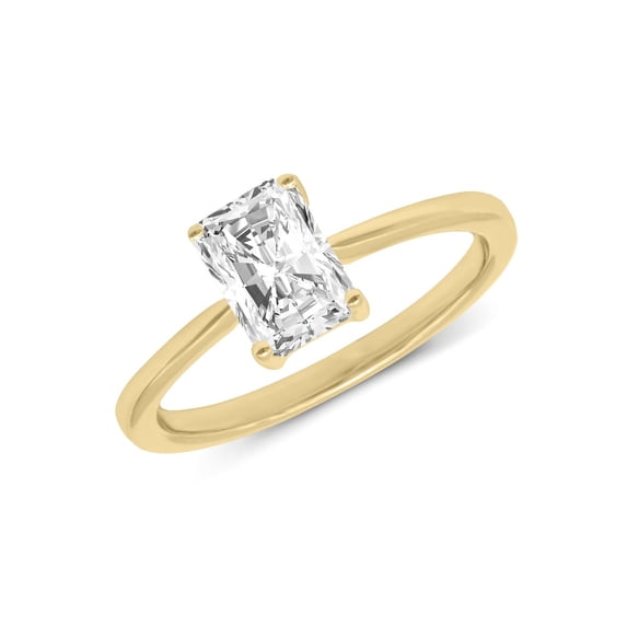 1.50 Carat - Radiant Shape Lab Grown Basket Regular Shank Setting Solitaire Diamond Engagement Ring in 14K Yellow Gold(Ring Size: 7)