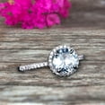 thumbnail image 1 of 1.50 Carat Round Cut Aquamarine Engagement Ring On 10k White Gold Art Deco Halo Designed, 1 of 5