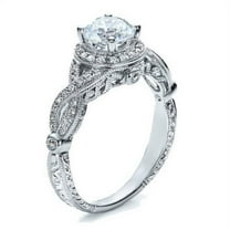 1.50 Carat Round Cut Halo Diamond Moissanite Engagement Ring With 18K White Gold Plating, Promise Ring, Anniversary