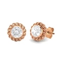 thumbnail image 1 of 1.50 Carat Round Moissanite Diamond E Color VS1 Clarity Brilliant Cut 925 Silver Rose Plated Celtic Knot Women's Stud Earrings, 1 of 1