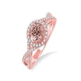 thumbnail image 1 of 1.50 Carat Round Morganite and Diamond Engagement Ring for Her 14k Rose Gold affordable morganite and diamond engagement ring, 1 of 2