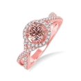 thumbnail image 1 of 1.50 Carat Round Morganite and Diamond Engagement Ring for Her 14k Rose Gold affordable morganite and diamond engagement ring, 1 of 2