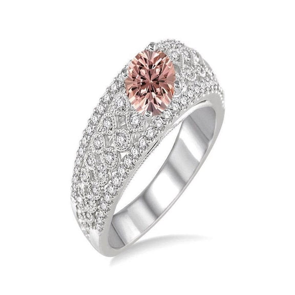 1.50 Carat Round Morganite and Diamond Engagement Ring for Women in 14k White Gold morganite and diamond engagement ring