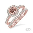 thumbnail image 1 of 1.50 Carat Round Morganite and Diamond Halo Bridal Ring Set in 14k Rose Gold affordable morganite and diamond engagement ring, 1 of 2