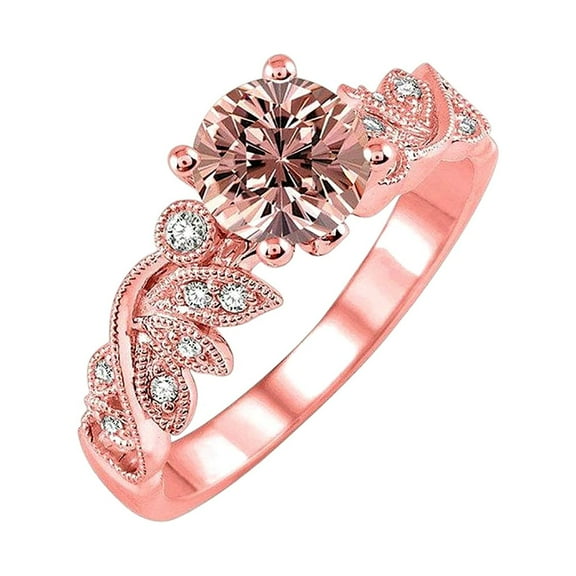 1.50 Carat Round cut Real Morganite and Moissanite Flower Engagement Ring Sterling Silver with 18k Gold Plating