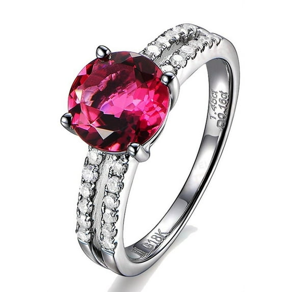 1.50 Carat Ruby and Diamond Engagement Ring in White Gold