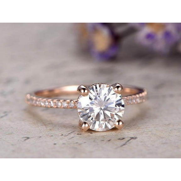 1.50 Carat Solitaire Moissanite Diamond Engagement Ring with 18k Gold Plating