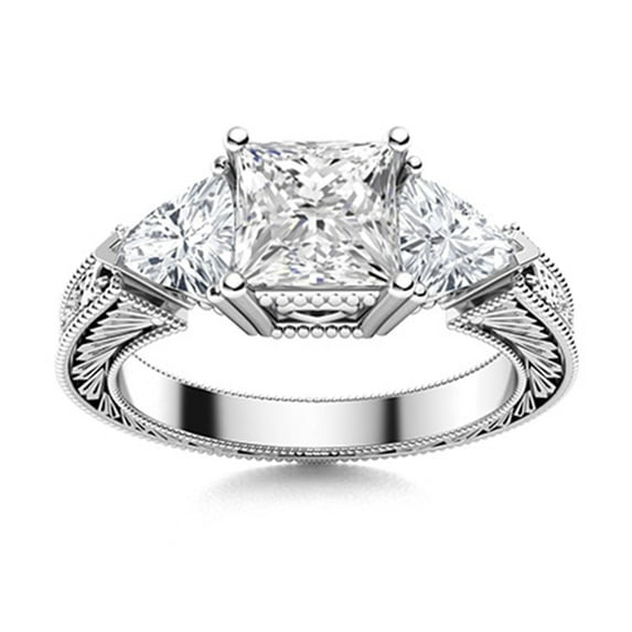 Mooneye 1.50 Carat Square Moissanite Diamond Special Bohemian Women Wedding Ring 925 Sterling Silver