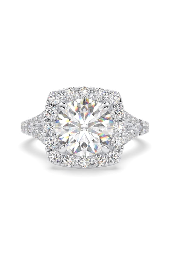 1.50 Carat TW Women's Moissanite and Natural Diamonds Engagement Ring in 10k White Gold, Size 6.5