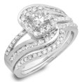 thumbnail image 1 of 1.50 Carat (ctw) 10K White Gold Princess & Round Cut Diamond Ladies Split Shank Twisted Halo Bridal Engagement Ring With, 1 of 1