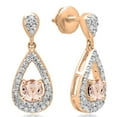 thumbnail image 1 of 1.50 Carat (ctw) 14K Rose Gold Round Cut Morganite & White Diamond Ladies Dangling Drop Earrings 1 1/2 CT, 1 of 1