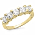thumbnail image 1 of 1.50 Carat (ctw) 18K Yellow Gold Princess Cut Diamond Ladies 5 Stone Bridal Wedding Anniversary Band 1 1/2 CT, 1 of 1