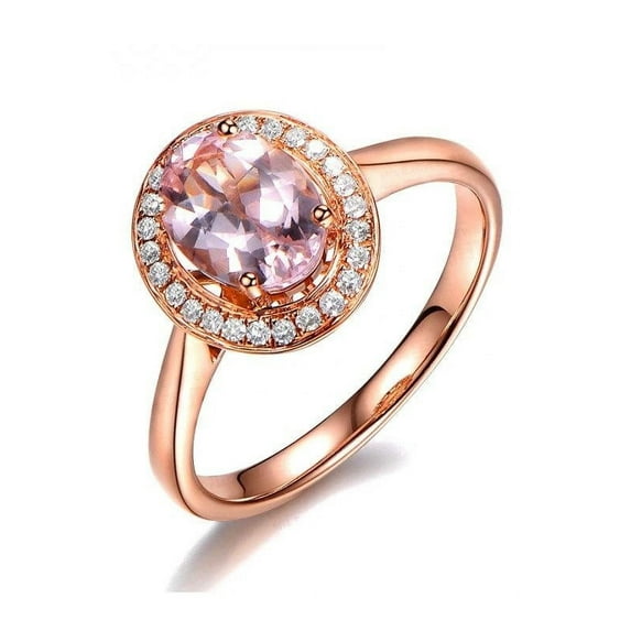 1.50 Carat oval cut Morganite and Diamond Engagement Ring in 14k Rose Gold morganite & diamond engagement ring