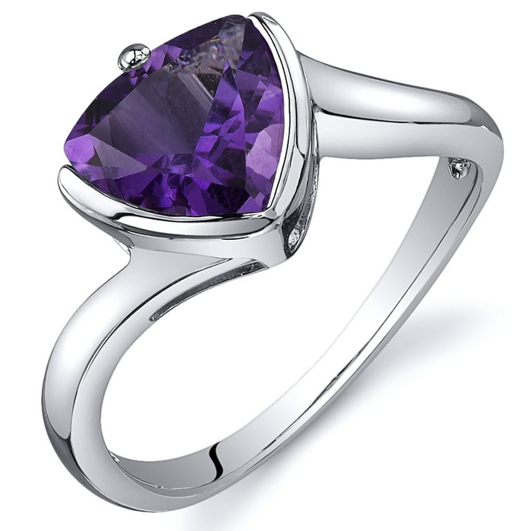 1.50 Ct Amethyst Engagement Ring in Rhodium-Plated Sterling Silver