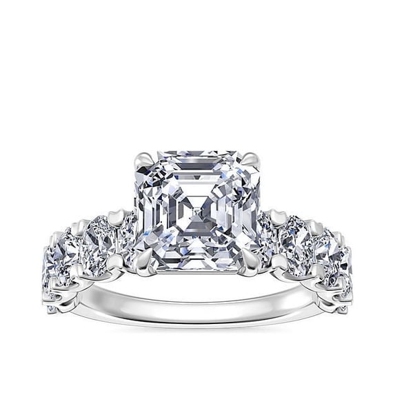 1.50 Ct Brilliant Asscher Shape Genuine Diamond Sparkle Halo Ring for Engagement and Wedding in Solid 18K White Gold Size 6.5